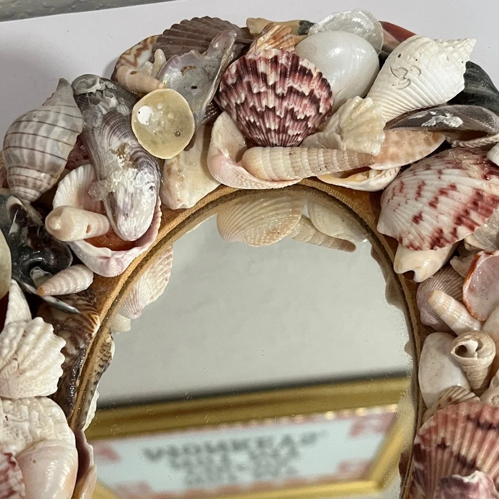 Handmade Coastal Seashell Oval Mirror 8 x 5 Shells Florida & Panama